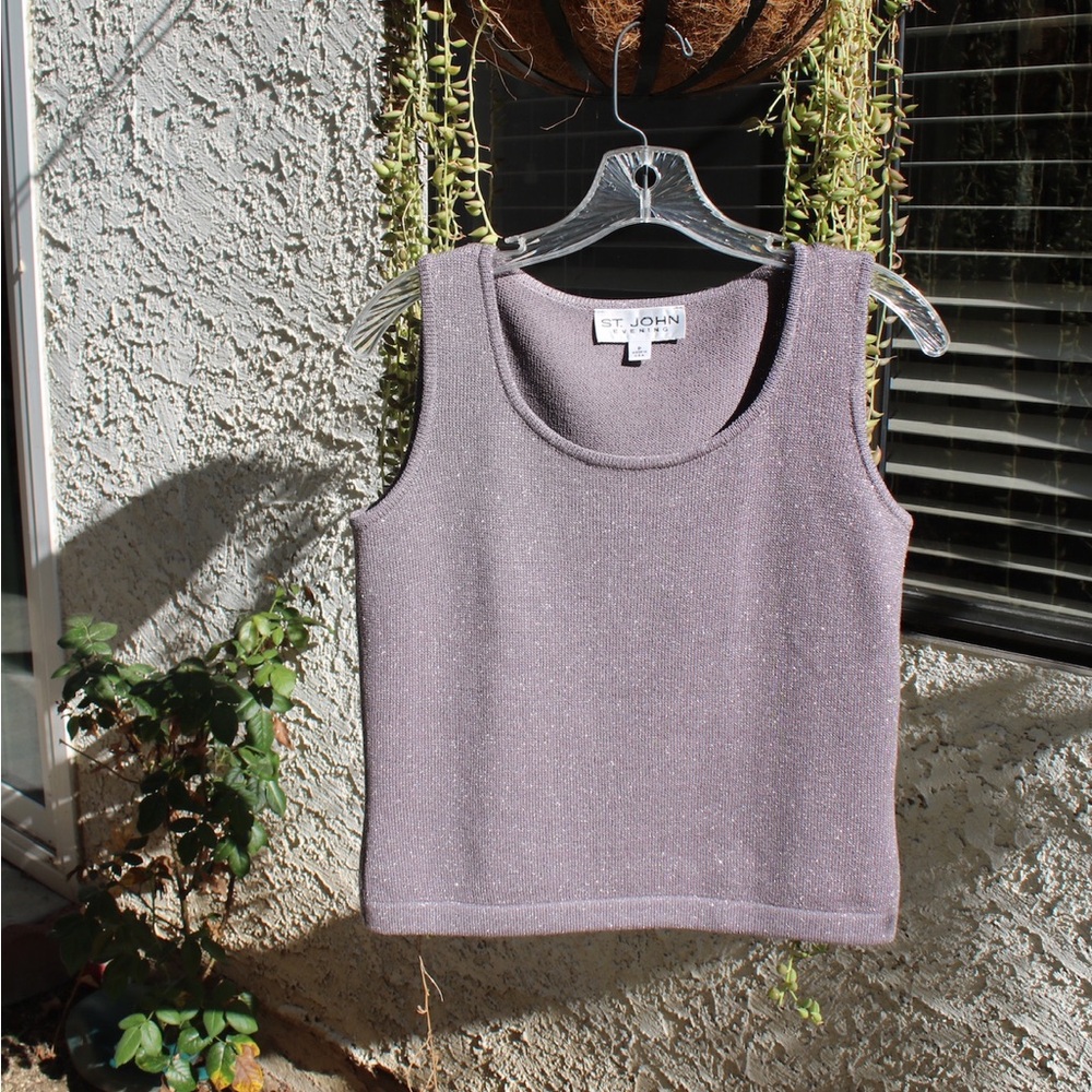 Vintage St. John Shimmering Lavender Scoop Neck Tank Top